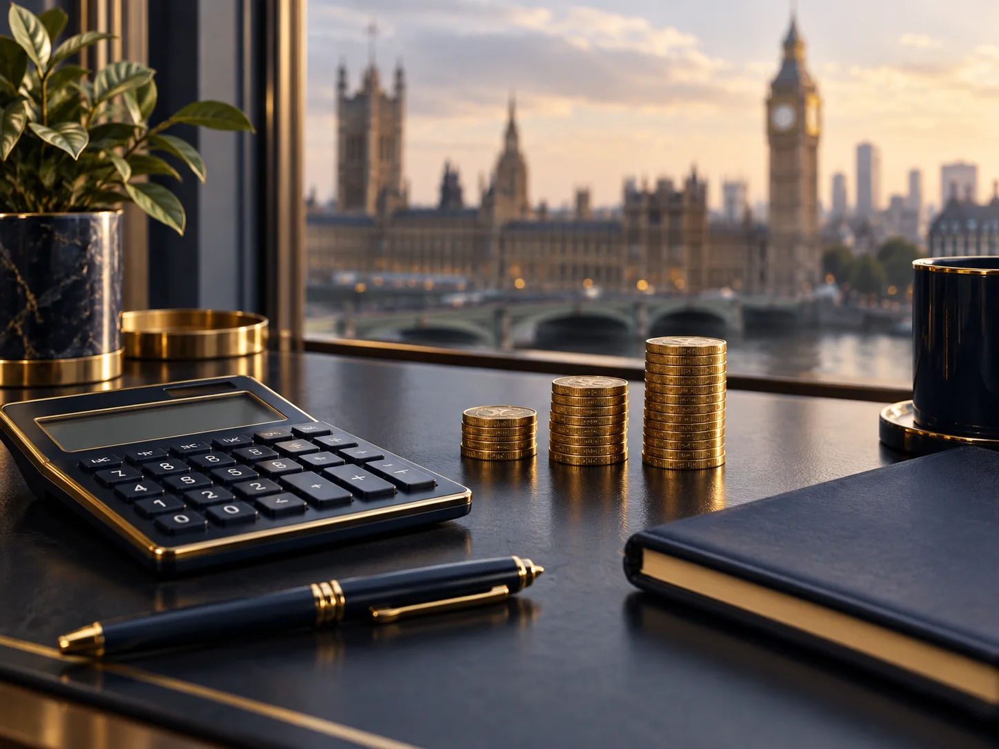 Tower Bridge and the City of London viewed from a premium financial workspace